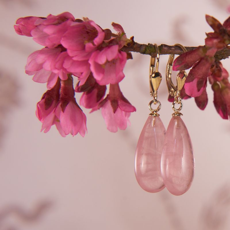 Rosenquarz Ohrringe Vergoldet